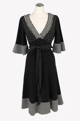 Karen Millen Damen Kleid Gr. 34 (UK 8) Schwarz / Weiß A-Linie Dress