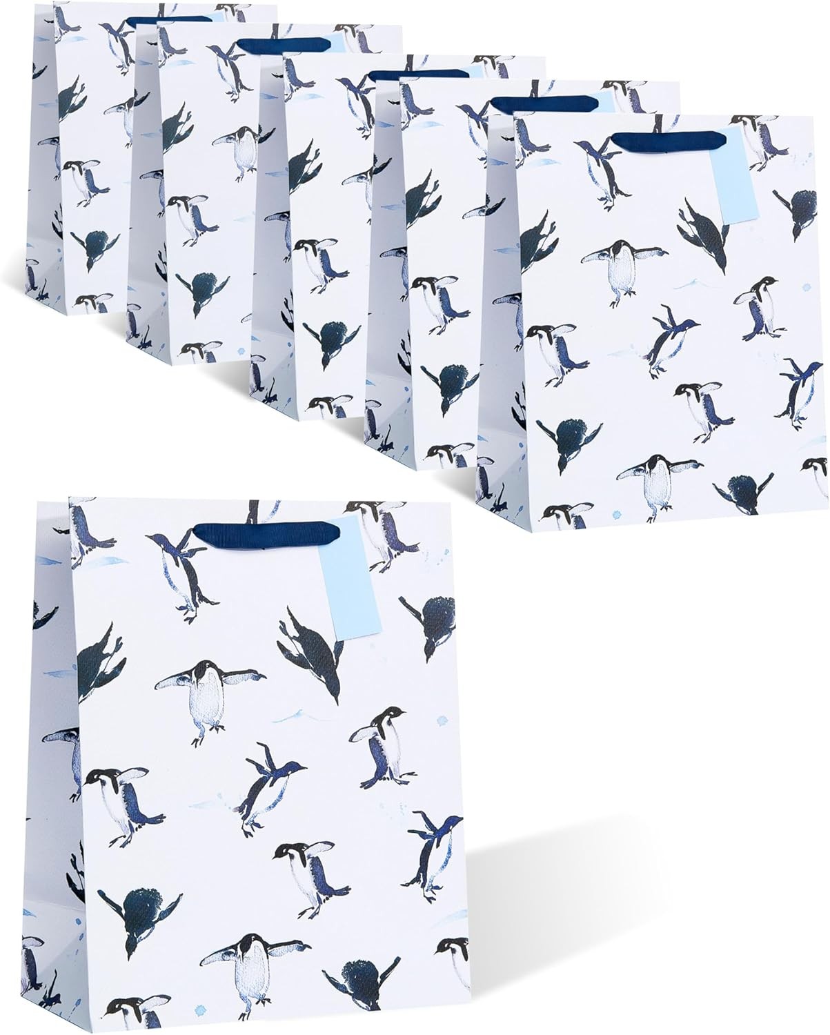 Icy Penguins Multipack of 6 Large Gift Bags for Him/Her/Friend For Christmas