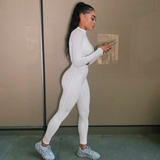 Womens 2 Piece Set Long Sleeve Crop Top Matching Tracksuit Outfit S-L