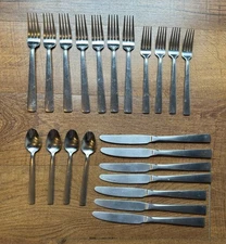 Oneida Solid Satin Square Stainless Flatware ~ Lot Of 22