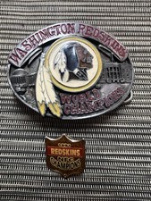Vintage Washington Redskins World Champions Belt Buckle And 1991 Pin