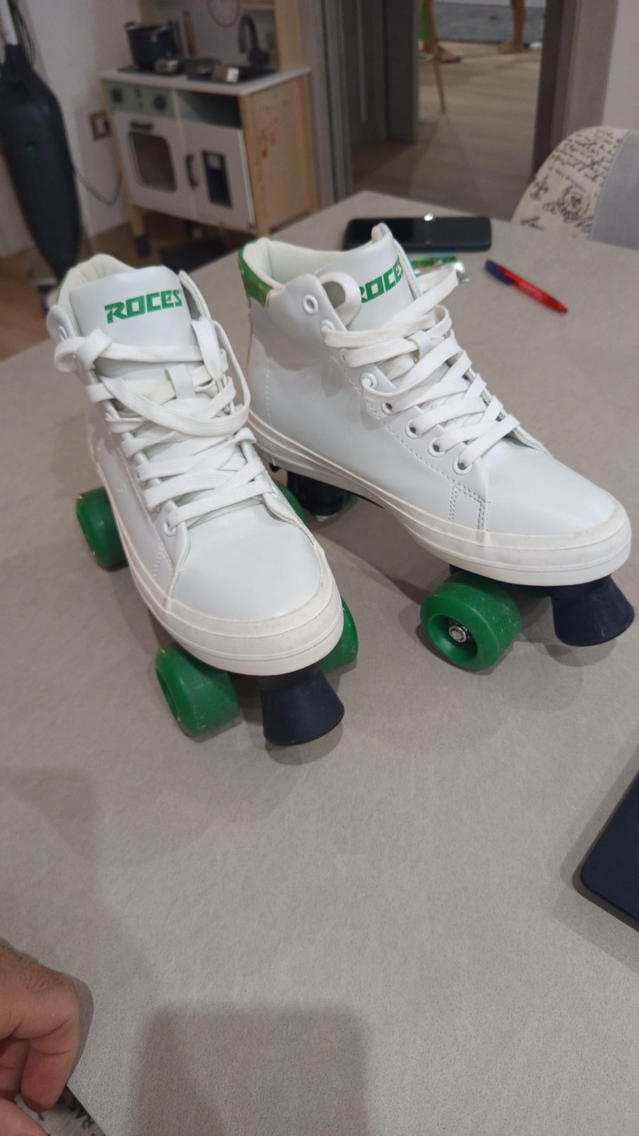 Pattini Roces Ace Street Quad Roller Skates Bianco Verde Tg 38
