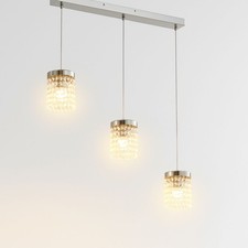 Image of Modern Pendant Chandelier Crystal Light Fixture 3xE27 Chrome Glass