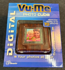 NEW VU-ME Digital PHOTO PICTURE CUBE BROWN FRAME STORES 70 PICTURES MSRP 60