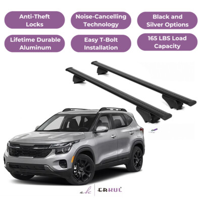 ERKUL Roof Rack Cross Bars for KIA Seltos 2021-2025 for Raised Rails - Black