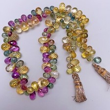 Natural Multi Color Large Sapphire Faceted Teardrop Briolette Bead 9.5