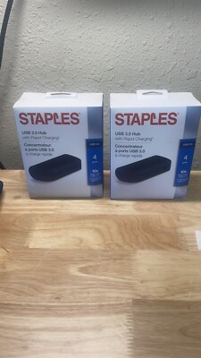 Two NiB  4 Port USB 3.0 Hub W/ Rapid Charge, Portable. Fast USA shipping!