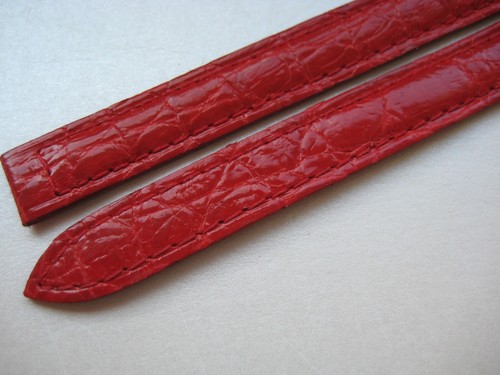 GENUINE CARTIER LADIES WATCH STRAP BAND 10 x 10mm RED CROCO LEATHER DEPLOYMENT - Picture 3 of 11