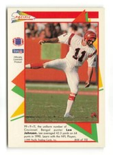 RARE 1991 PACIFIC FLASH CARDS #44 LEE JOHNSON BENGALS
