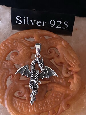 Silber Drachen Anhänger mit Silberkette