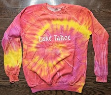 Vintage Tie Dye 80s 90s Lake Tahoe Crewneck Sweatshirt Adult Graphic Medium