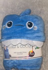 LuLu and CoCo NEW Childs Hooded Shark Blue Throw Blanket Bedding 40"x50"