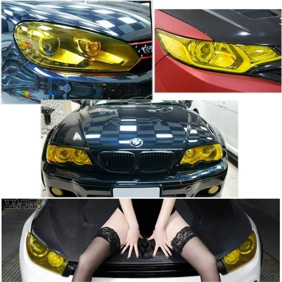 Gelbe Auto Lichtfolie 30x200cm - Vinyl Tönung Für Scheinwerfer & Rückleuchten