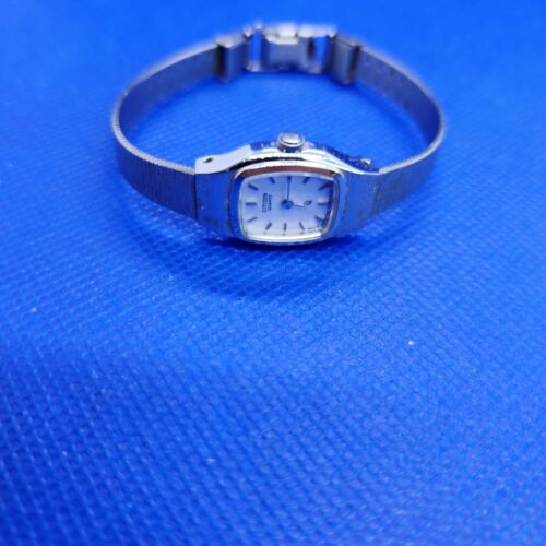 Orologio da polso donna VINTAGE CITIZEN 16mm cinturino tono argento quadrante quadrato quarzo - Foto 11 di 11