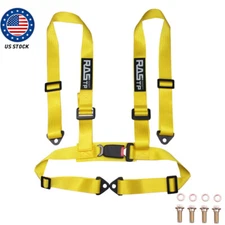 RASTP Racing Seat Belts 4 Point 4PT Harness Nylon Adjustable Yellow