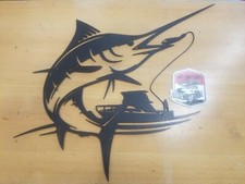 Marlin Con Barca Metallo Wall Art Taglio Plasma Decorazione Casa Idea Regalo Blu Bianco...