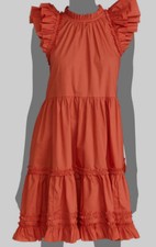 $355 Ulla Johnson Women's Orange Joan Tiered Ruffle Dress Size 0