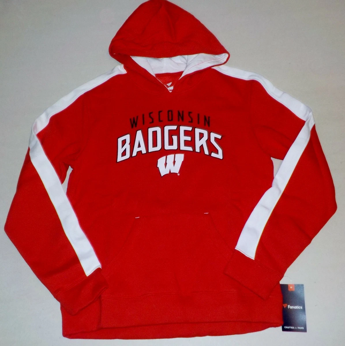 WISCONSIN BADGERS MEN S HOODED SWEATSHIRT HOODIE M L XL NWT COTTON BLEND RED