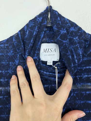 NWT MISA Nadja Shibori Print Mesh Long Sleeve Shirt XS - 第 4/6 張圖片