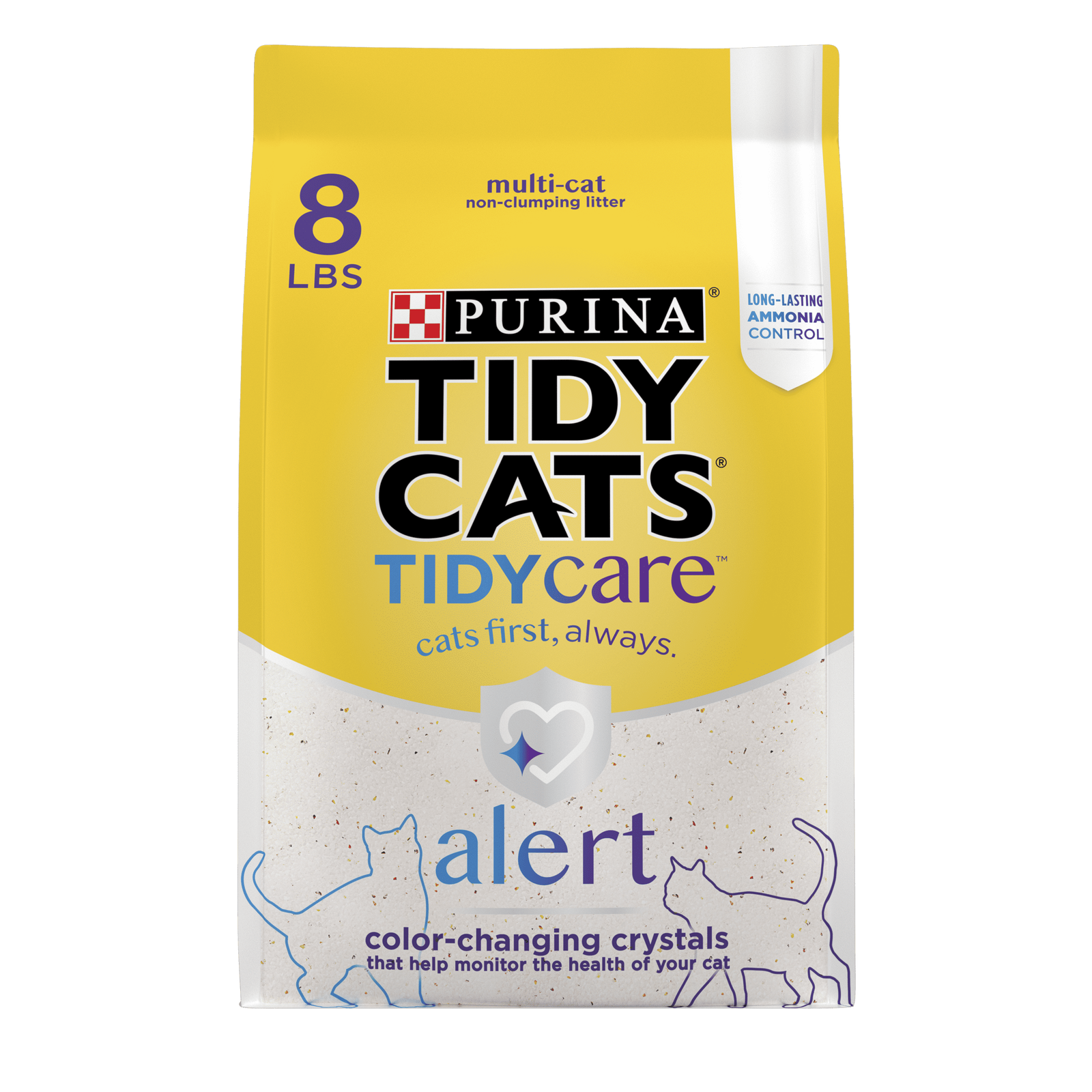 Tidy Care Non Clumping Cat Litter, Color Changing, Low Dust, 8 lb. Bag