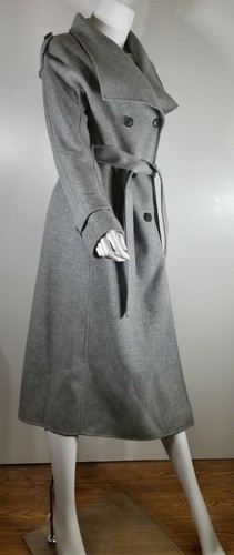 Mackage Blair Wool Grey Trench Coat, Size M, Pre-owned Missing Fur Collar - Picture 2 of 10