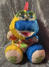 Vintage 1991 Fisher Price Puffalump Dinosaur Baby Blue Rattle Plush Googly 1384