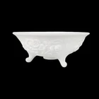 Imperial White Milk Glass Footed Bowl With Rose Pattern Vintage