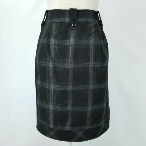 Worthington Womens 12 Black Silver Plaid Straight Skirt w/Pockets Poly & Rayon - Picture 7 of 8