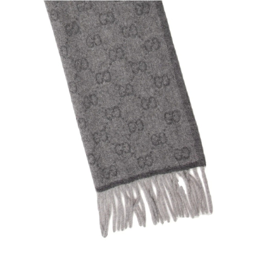GUCCI　ストール　LANA-WOOL 100% gucci scarf 100% Lana 23x180 new cm Black Grey Wool ref