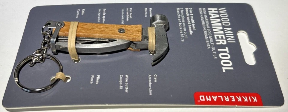Kikkerland Wood Mini Hammer Tool 7-in-1 Multi Tool Mini Hammer KR13-W NEW - Image 4 of 4
