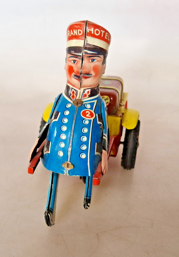 Hans Geiger Dienstmann Kofferkarre Grand Hotel Blechspielzeug Figur mit Uhrwerk - Bild 4 von 8