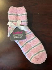 LADIES  COZY  SOCKS 2 Pack- Pink & Grey- NWT Shoe Size 4-11
