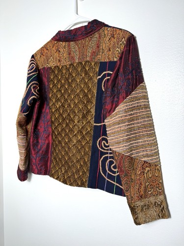 Vintage Coldwater Creek Women Artsy Blazer Red Multicolor Textured Jacket Size M - Picture 11 of 11