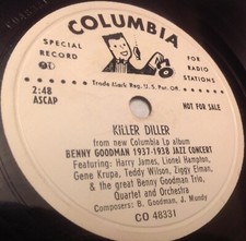 BENNY GOODMAN KILLER DILLER 78 RPM WHITE LABEL PROMO