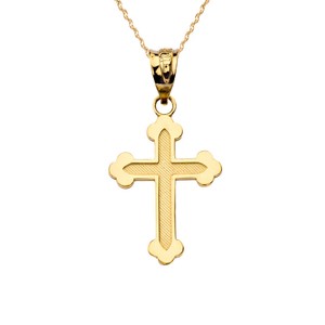 cross necklace gold orthodox silver pendant dainty 10k solid yellow greek sterling