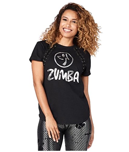 Zumba Latin Movement Boxy Dolman Crop Top - Black/Blue ~ XS S M L