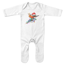 Christmas Kingfisher Rompersuit Romper Suit Wildlife Animal Baby Babies Sleep...