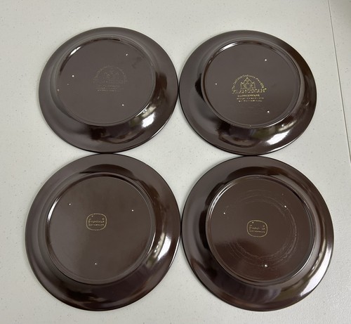 4 FRANCISCAN Salad Plates Jamoca Earthenware Stoneware Dark Brown Discontinued - Picture 6 of 12