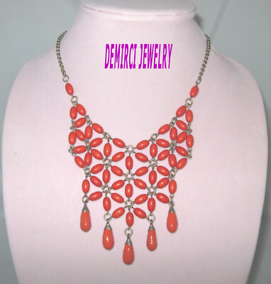 20'' Red Oval Shape and Tear Drop Shape Bead Necklace