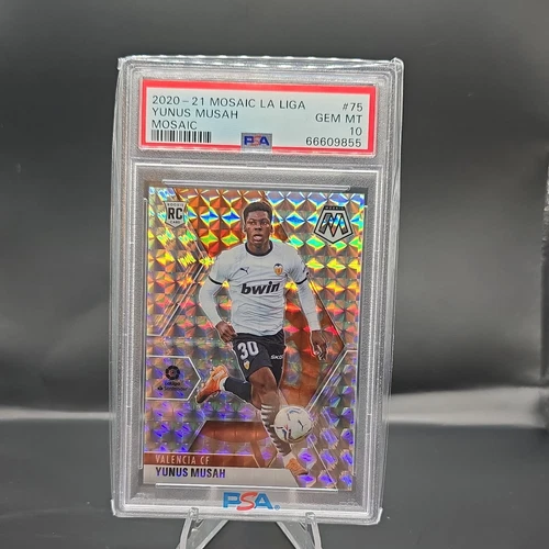 Yunus Musah 2020-21 Panini Mosaic La Liga Silver Mosaic Prizm PSA 9 Mint Rookie
