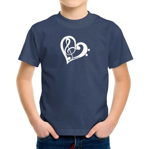 Love Music Toddler Kids Boy Girl Tee T-Shirt Printed Gift Treble Bass Clef Heart - Picture 16 of 16