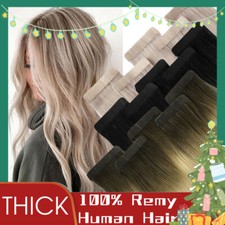 THICK Virgin Tape In 100 9A Real Remy Human Hair Extensions Skin Weft 20"22"24"
