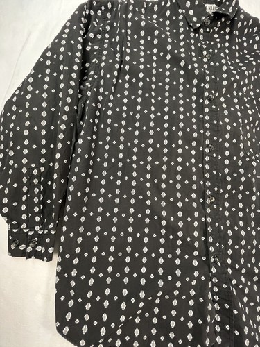 VTG Gitano Shirt Mens L Black White Button Front Southwest Inspired - Picture 2 of 16