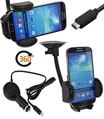 Samsung Galaxy A70 Car Holder 360° Rotatable +12-24V Car Charger