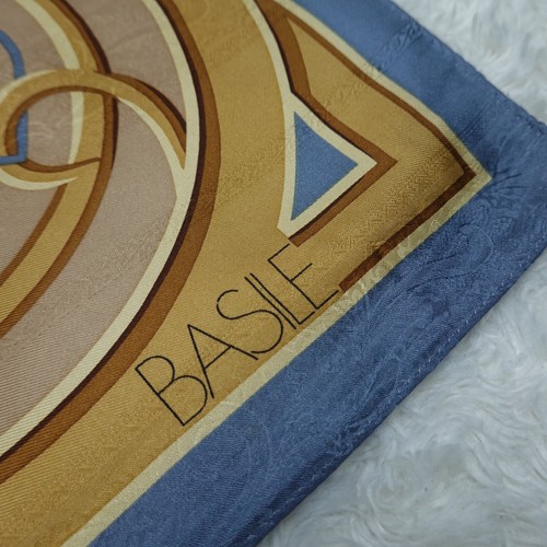 BASILE Blue Jacquard Silk Scarf Scarves 33.5" X 34.5" O997 - Picture 7 of 15
