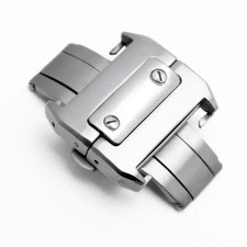 18MM DEPLOYMENT LEATHER BAND STRAP BUCKLE CLASP FOR CARTIER SANTOS WATCH S/STEEL