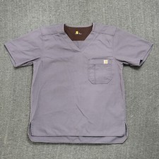 Carhartt Scrub Top Mens Small Gray Ripstop Short Sleeve Pocket Nurse Medical