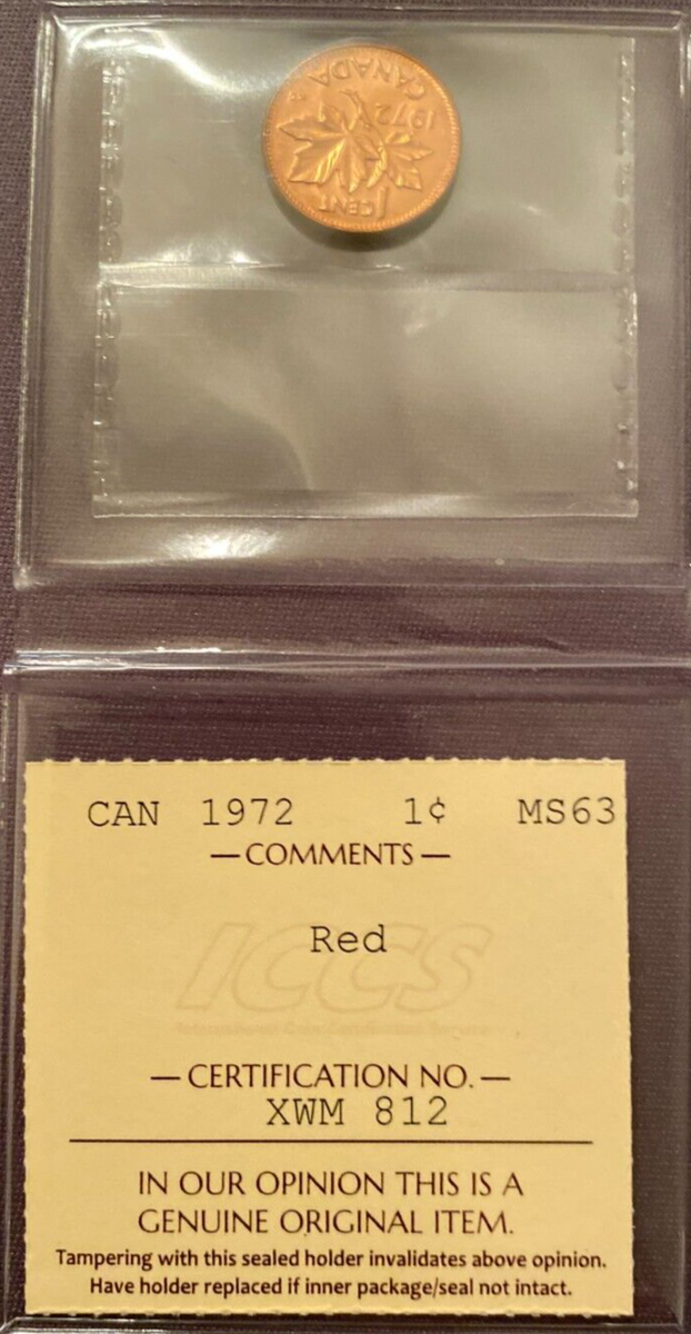 мёяu ページ　SCO-72/DH Canada - 1 cent - 1972 - Red - ICCS Certified - MS-63 | eBay