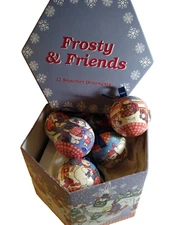 Frosty & Friends Box Of 12 Anthropomorphic Snowman Christmas Tree Ornaments 1996