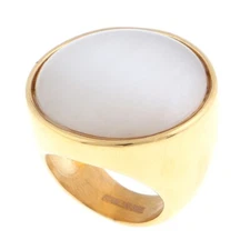 Gold Tone Fashion Stainless Steel Ring With Cat Eye Stone- KLS078-G7